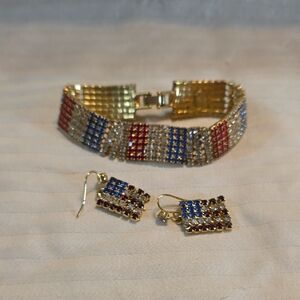 Gold Multicolor Bracelet and Earring Set